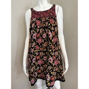 Free people m Dress floral cotton boho Short summer Hippie